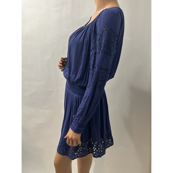 alice and olivia dress size 4 navy elastic waist %100 viscose - Picture 3 of 12